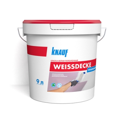 Краска потолочная Кнауф Вайсдэкке белая 9л Краска потолочная Кнауф Вайсдэкке белая 9л