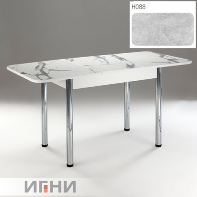 Кухонный стол 1100*700/400 форма 2 Фотопечать (стекло сырое), Н088 (царговый пояс (ЛДСП 16, белый) +