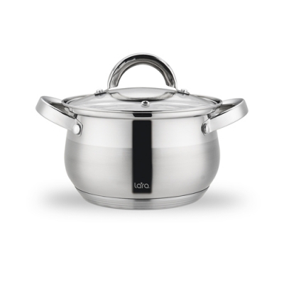 LR02-463 Кастрюля LARA (нерж) СИМФОНИЯ 22x13,5см 5.1л, 5-ти сл.индукционное капс.дно, все типы плит