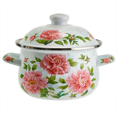 MetaLLoni EM-1501 Кастрюля эмалированная с эмалированной крышкой 2,0 л,d=18см,"Пионы"(6) MetaLLoni EM-1501 Кастрюля эмалированная с эмалированной крышкой 2,0 л,d=18см,"Пионы"(6)