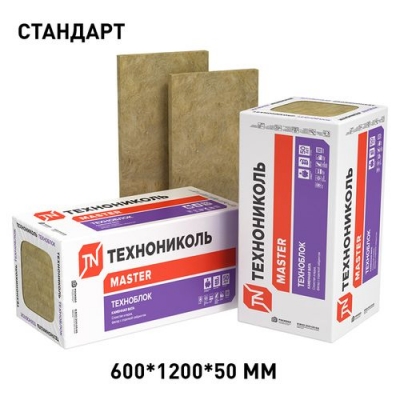 Минвата из Базальта "ТЕХНОблок СТАНДАРТ" (1200х600х50)12шт./0.432м3/8,64м2/Пл.40-50(кг/м3)(13241)