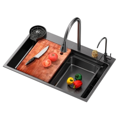 Мойка из нерж. стали 750*450*220 толщ. 3мм, в комплекте (дозатор, смеситель,сифон)"POTATO" DS7545B