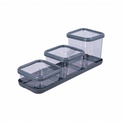 Набор емкостей для сыпучих Cubbo Scandi на подставке 3шт (0,4+0,6+0,9л) серый С26635 Полимербыт