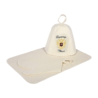 Набор из трех предметов Банные штучки (шапка Директор бани, рукавица, коврик) войлок /5 41123