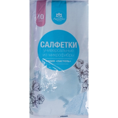 Набор салфеток из микрофибры универсальные серия "Пастель" 30х30см (10шт в уп) 1/40 СМ-10У3200/П