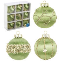 Набор шаров 8 см, 9 шт, цвет: зеленый SYQB- 0124060 арт.108515