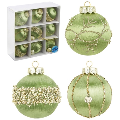 Набор шаров 8 см, 9 шт, цвет: зеленый SYQB- 0124060 арт.108515