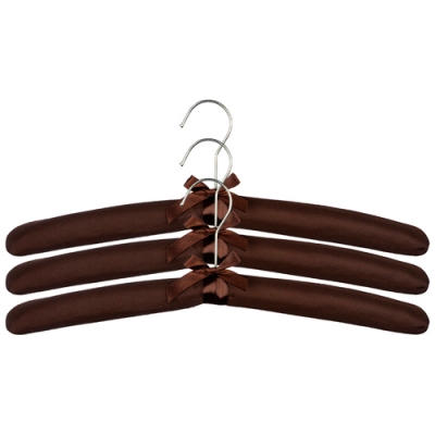 Набор вешалок-плечиков мягких, "сатин", 3 шт, цвет шоколад арт.111494