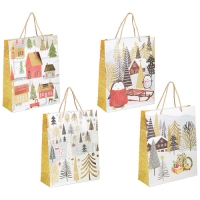Пакет подарочный "Новогодние забавы" размер L 26х10х32 см (4 дизайна в ассортименте) арт.108648