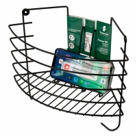 Полка Swensa SWR-30-02-BLK угловая одноярусная,с крючками и держателем телефона, черный 23х23х21см