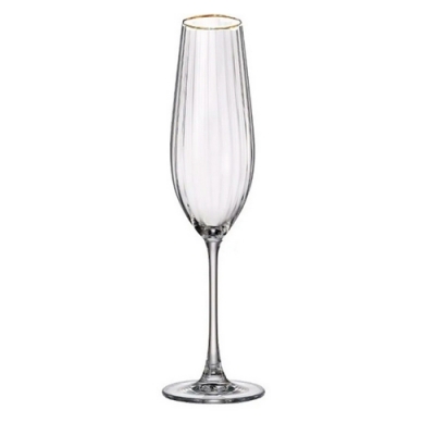 Рюмка для шампанского "COLUMBA OPTIC"; декор "Отводка золото", 260 мл (набор 2 шт) арт.БСС0414