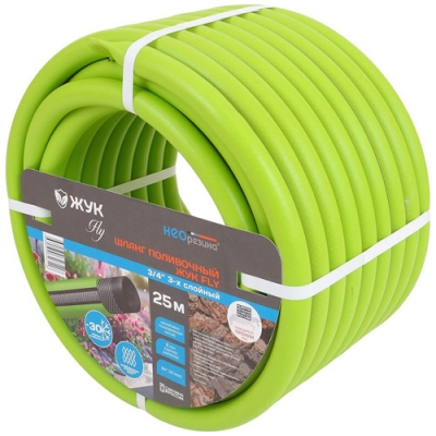 Шланг поливочный Жук FLY 3-х слойный зеленый д.3/4-19мм (25м) арт.326118-00