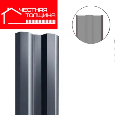 Штакетник ПРЯМОЙ Честная толщина Графитовый серый 7024 длина 1,5м, ширина 80 мм г.Пенза (Кармет)