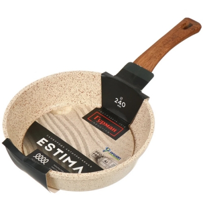 Сковорода литой алюминий, 24 см, антипригарное покрытие, Гурман, Estima, бежевая, ГМ2401 ЭБИ, индукц