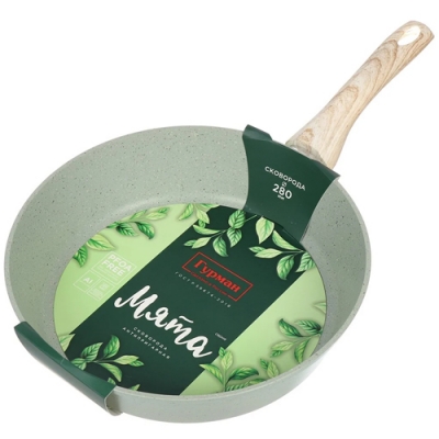 Сковорода литой алюминий, 28 см, антипригарное покрытие, Гурман, Мята, ГМ2801МЛ, индукция (473570)