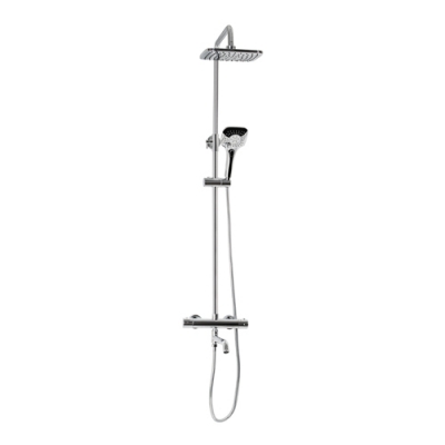 Смеситель с длин излив ТЕРМОСТАТИЧЕСКИЙ + стойка "тропический душ", с двумя лейкам BRIMIX 3100