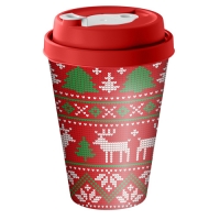 Стакан с крышкой 420мл с декором с клапаном "Новогодние Игрушки" Homver 1370