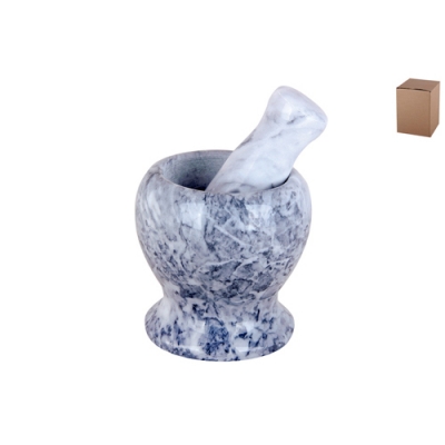 Ступка с пестиком 10х10.5см серая (темно-серая), мрамор 5043