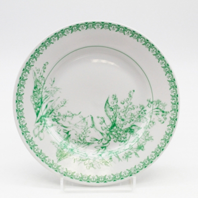 Тарелка мелкая диам. 200 мм Гладкий край Райские ландыши Изумруд (фарфор) , р.1811