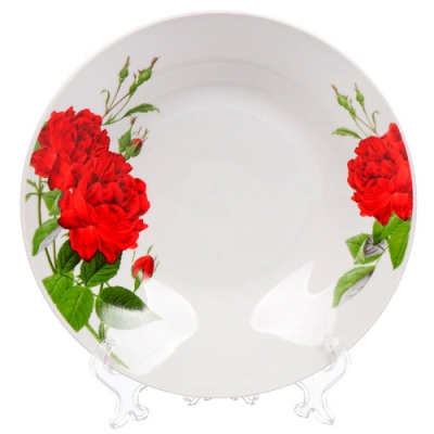 Тарелка суповая, керамика, 20 см, 0.5 л, круглая, Алая роза, Daniks, 19-291# (454762)