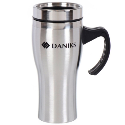 Термокружка нерж. сталь, пластик, 0.45 л, Daniks, колба нержав.сталь, серебристая, SL-210 (456637)