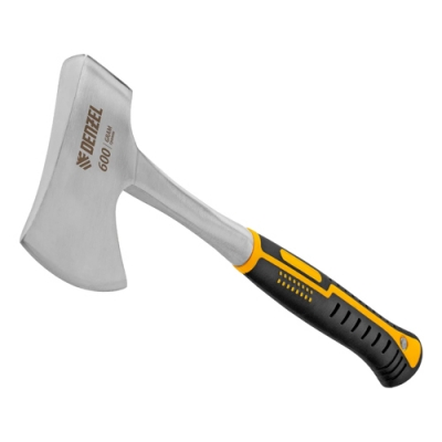 Топор цельнометаллический, 600 г,двухкомпонентная обрезиненная рукоятка,прямой хват/Denzel арт.21510