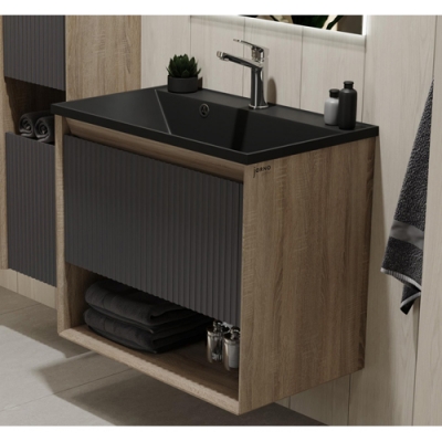 Тумба Raval Tossony 70 подвесная, Дуб Самдал /Антрацит (под раковину Астория -70 )