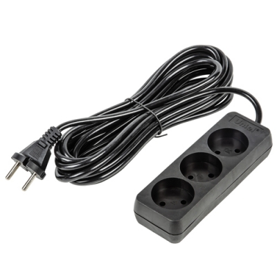 Удлинитель серии Ultra, шнур 5м., 3 гнезда, 10A, б/з. Черный. TM UnielS-CU3-5 BLACK (UL-00009985)