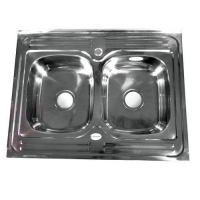 Мойка 80x60 наклад.двойная, толщ. 0,6 мм глубина 180 мм + большой сифон с переливом 62279 FABIA