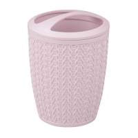 Подставка для зуб.щеток Вязаное плетение (роз.-дымч.)(уп.18) М7121