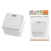 Выключатель 1-кл. открытой установки с подсветкой IP20 10А, белый Дача Народная (SQ1824-0005)