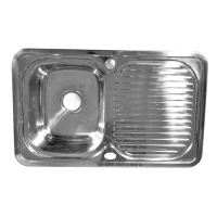 Мойка врезная 78х48 левая толщ.0,8 мм глубина 180 мм +большой сифон с переливом 62322L FABIA