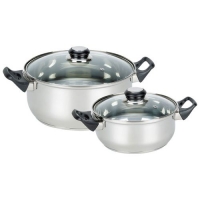 Набор посуды из 4 предметов BAKS-SET-4 из нерж стали (2 кастрюли с крышками - 2/2,8 л; 18/20 см-диа)