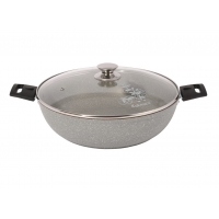 АП Сотейник 300/85мм со стекл. крышкой (светлый мрамор) арт.смс308а Kukmara