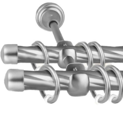 Карниз кованый Ле-Гранд d25/19 мм Твист 2,4м серебро-матовый 2-х рядный