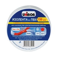 Клейкая лента электроизоляционная 19мм х 20м 150мкм UNIBOB, белая ИУ (60) арт.59482