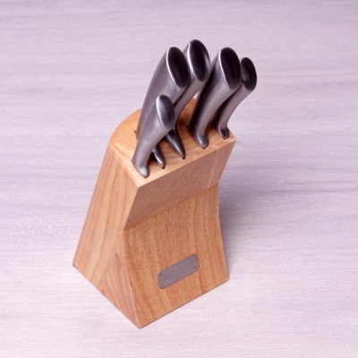 Набор ножей 6 предметов из нержавеющей стали с полыми ручками и деревянной подставкой (5130)