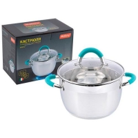 Кастрюля из нержавеющей стали с крышкой, объем: 2,1 л, размер 16х10,5 см, Bravo, арт.005428 Кастрюля из нержавеющей стали с крышкой, объем: 2,1 л, размер 16х10,5 см, Bravo, арт.005428