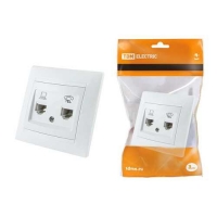 Розетка телефонная RJ11 + компьютерная RJ45 белая Лама TDM (SQ1815-0019)