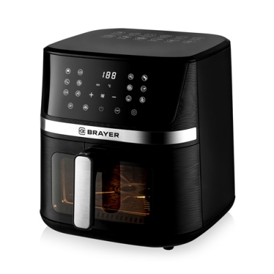 Аэрогриль BRAYER 2038BR, 1600Вт, 7л, t. 200С, съемная решетка, таймер, LCD-дисплей, 12 программ
