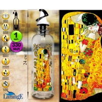 Бутылка цилиндр с пл. самооткр.дозатором, ЧЁРНЫЙ, для масла/соусов 330 мл, серия "Густав Климт"