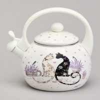 Чайник agness эмалированный со свистком серия "Lavander cats", 2,2 л 943-074