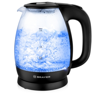 Чайник электрический BRAYER 1026BR, 2200Вт, 1,8л, высокопроч.стекло, подсветка, моющ.фильтр