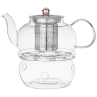 Чайник заварочный agness с фильтром из нжс и стекл. подставкой для подогрева 800 мл 887-257