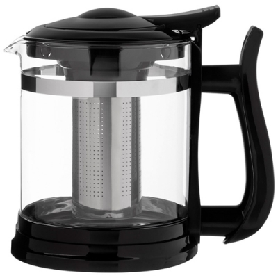 Чайник заварочный, Fabriano, объем 1,6 л, стеклянный, ручка/крышка/дно из полипропилена, чёрный арт.