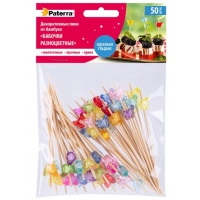 Декоративные пики из бамбука "Бабочки разноцветные", 90 мм, 50 шт. в пакете, PATERRA (491-046)