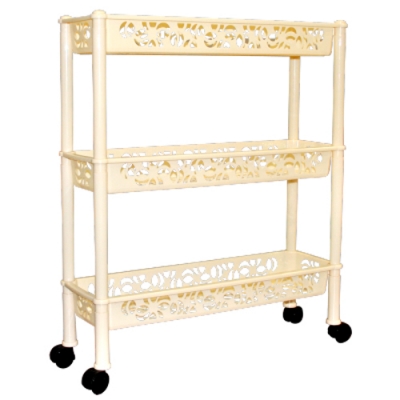 Этажерка Keeplex Light на колесиках 3-x секционная прямоугольная длинная 58х18х69см белый KL2830