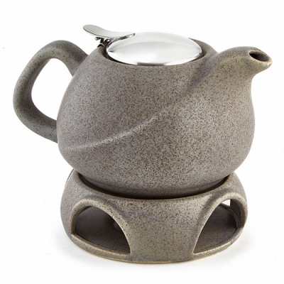 Ф19-026R Заварочный чайник с фильтром и подставкой : 800мл, серый (12)
