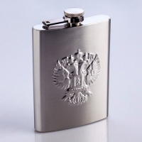 Фляжка "Двуглавый орёл" 240 мл , хромированная, 13.5 х 2.5 х 9.5 см арт.1168612 г.Екатеринбург