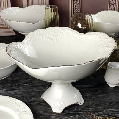 Фруктовница 30,5см на ножке АВРОРА ЗОЛОТО в под.уп.(х6)Фарфор арт.305-075